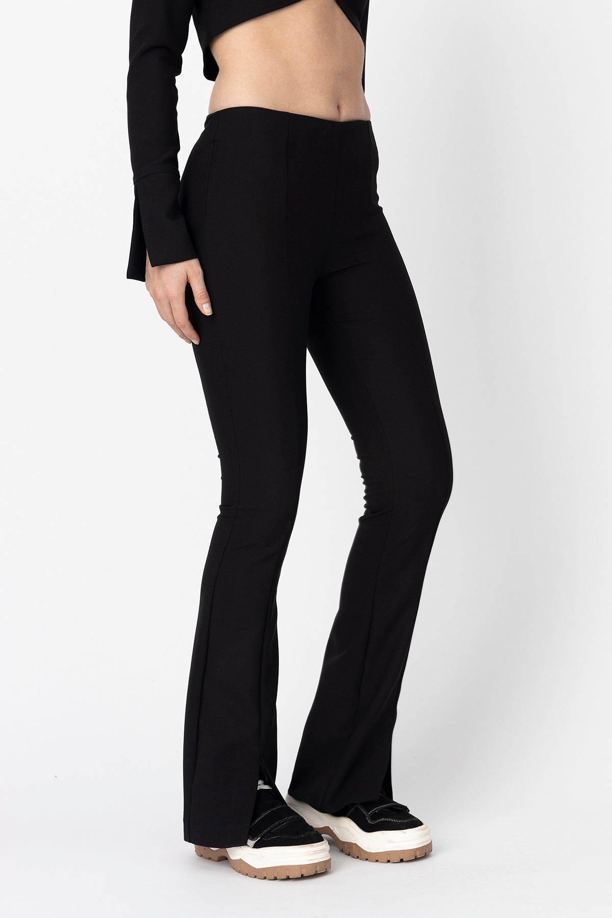 Black Slit Pants