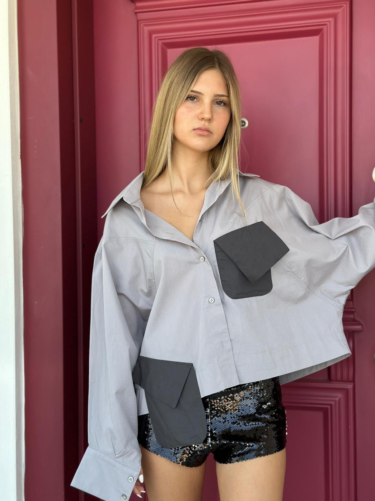 Breeze Poplin Açik Gri Gömlek