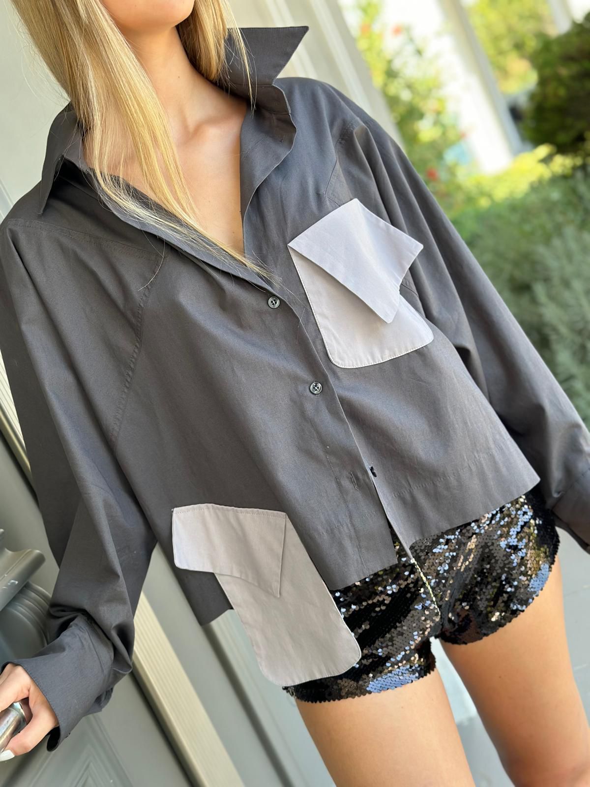 Breeze Poplin Koyu Gri Gömlek