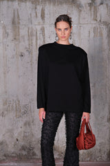 Black Oversize Tshirt With Pads