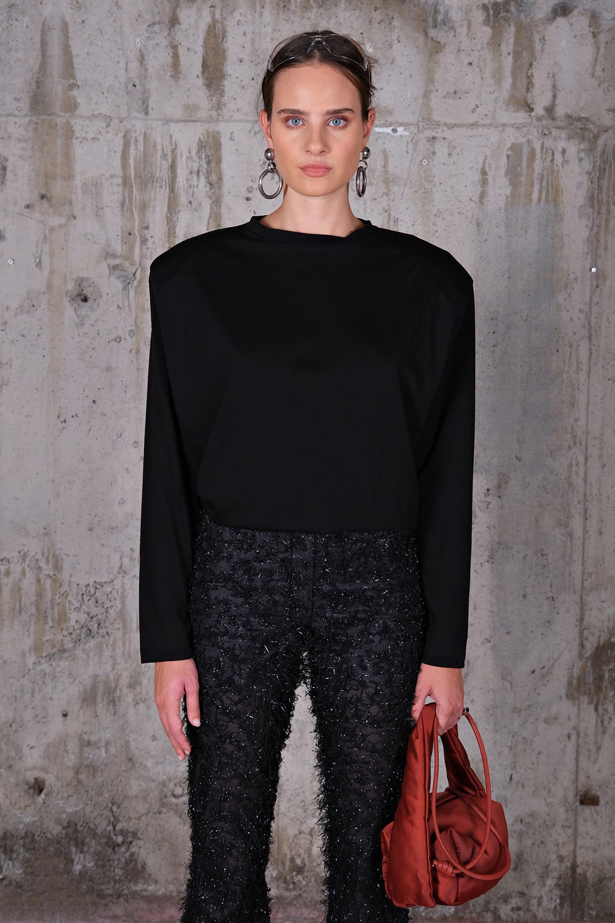 Black Oversize Tshirt With Pads