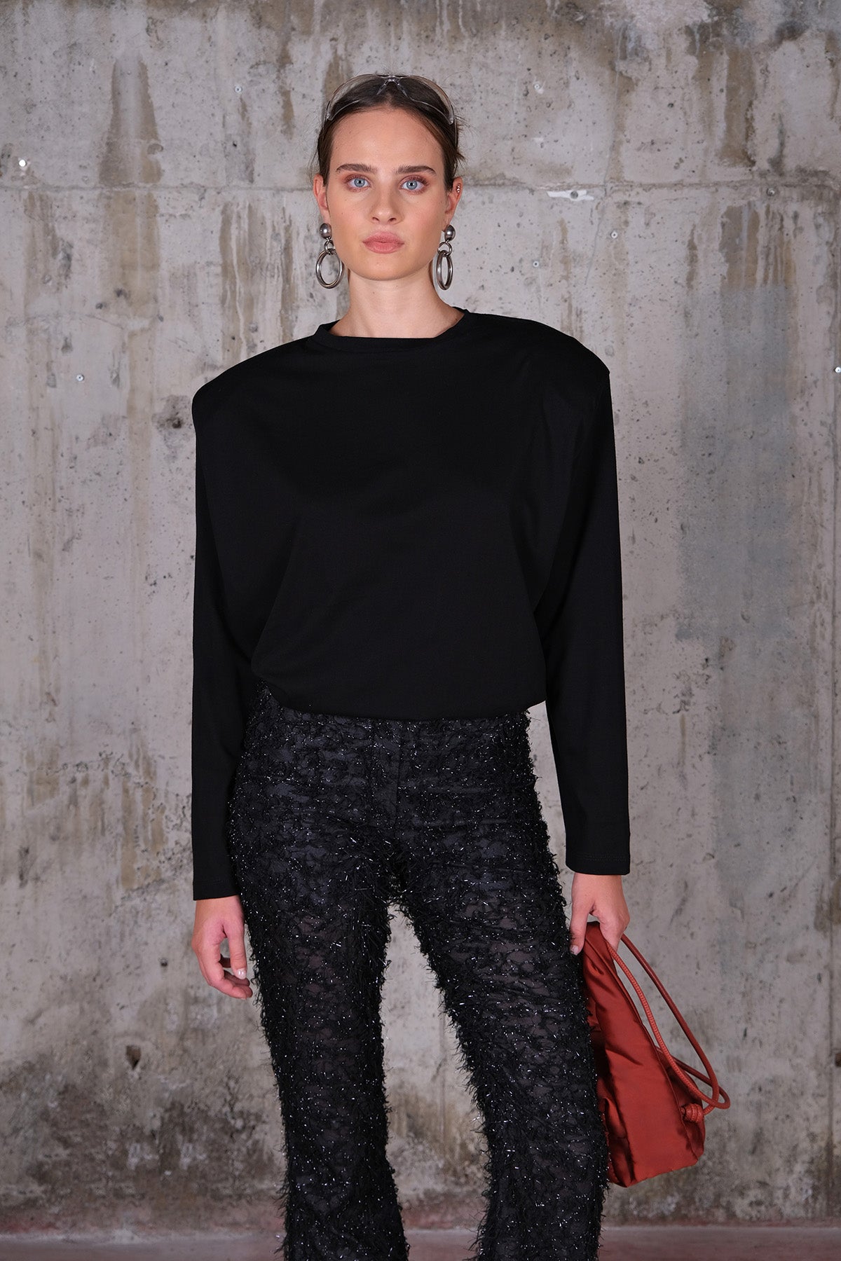 Black Oversize Tshirt With Pads