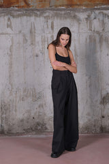 Black Gabardine Baggy Pants