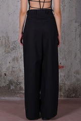 Black Gabardine Baggy Pants