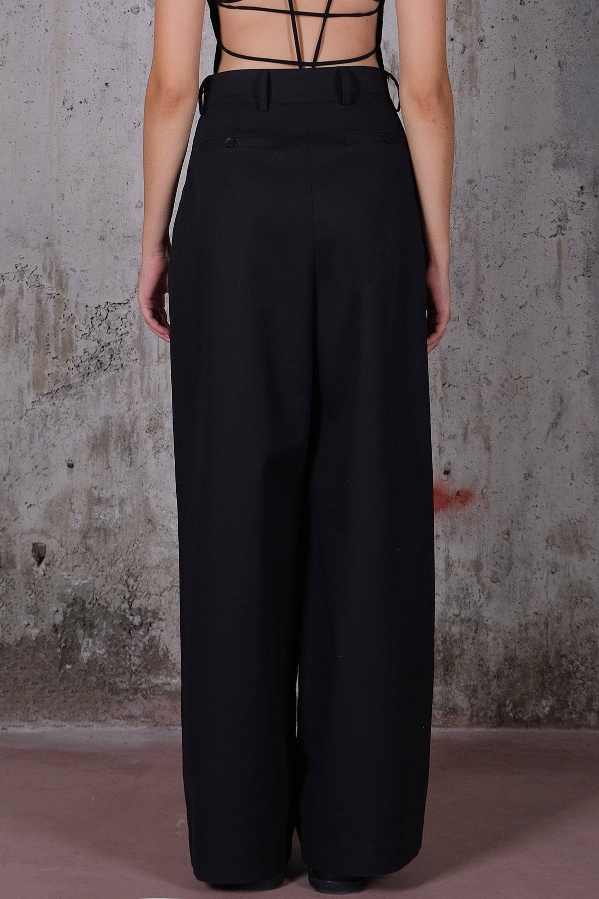 Black Gabardine Baggy Pants