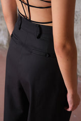 Black Gabardine Baggy Pants