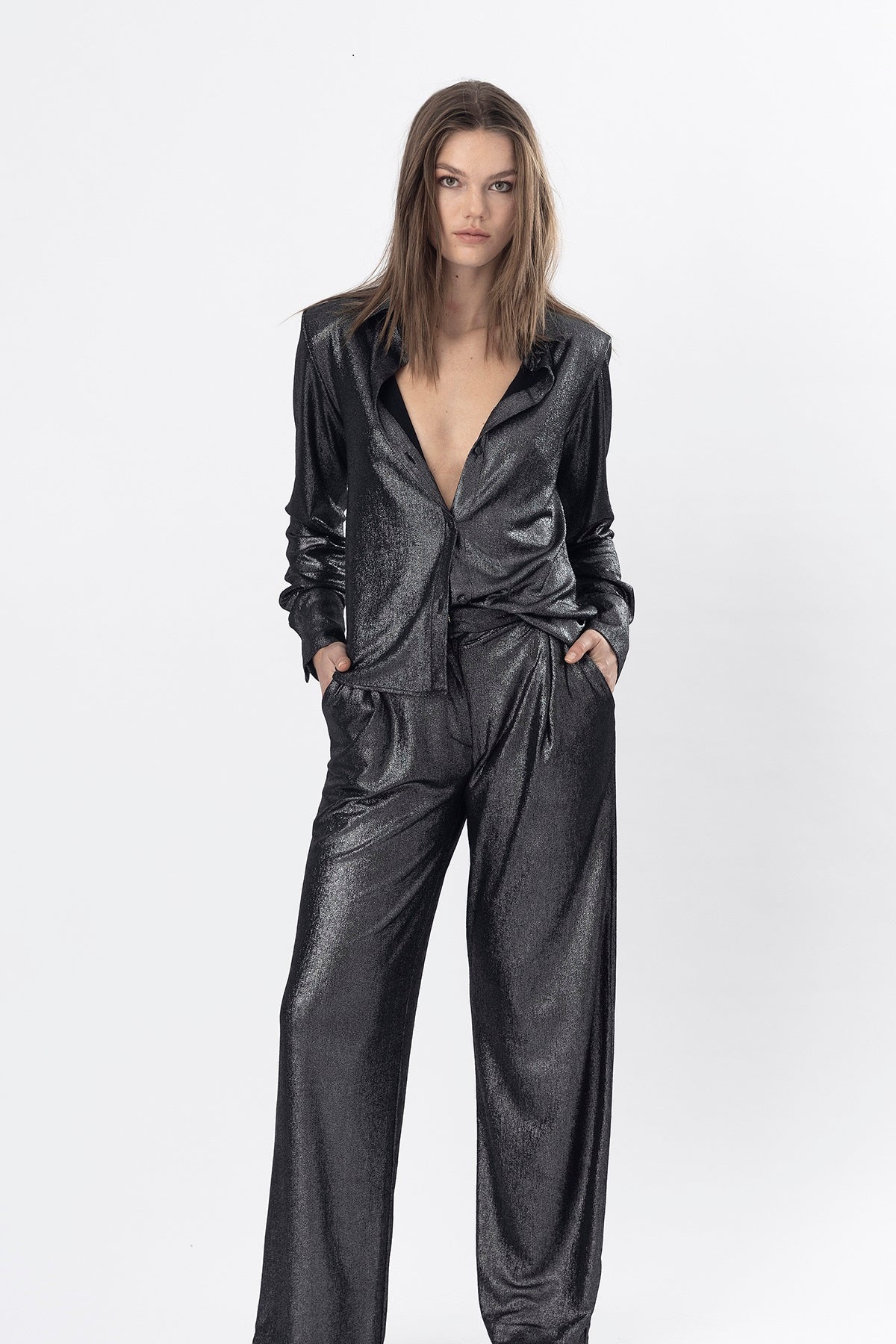 Silvery Palazzo Pants